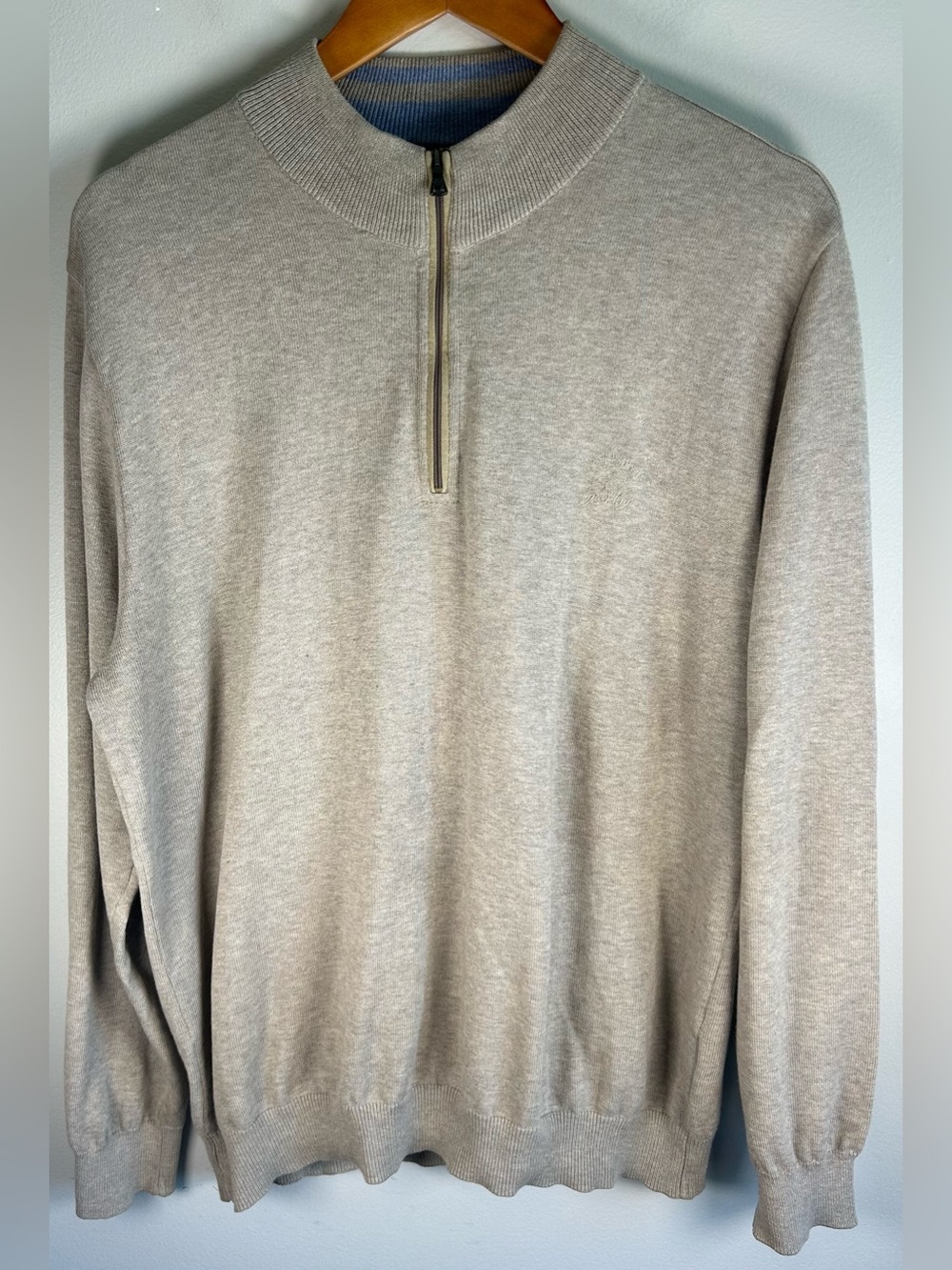 Paul & Shark Men’s Sweater Size L 1/4 Zip Beige Tan 100% Cotton Made In Italy